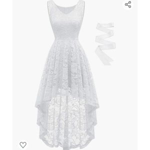 Women's Floral Lace Hi-Lo Bridesmaid Dress V Neck